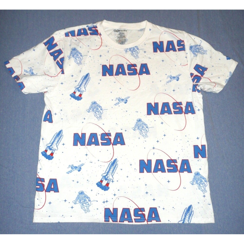 NASA T-Shirt Unisex XL Chemistry White Space All Over Print Graphic Cotton Tee